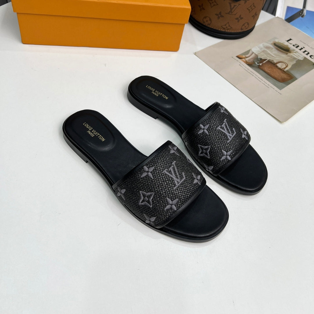 LV Monogram Gray Flip Flops