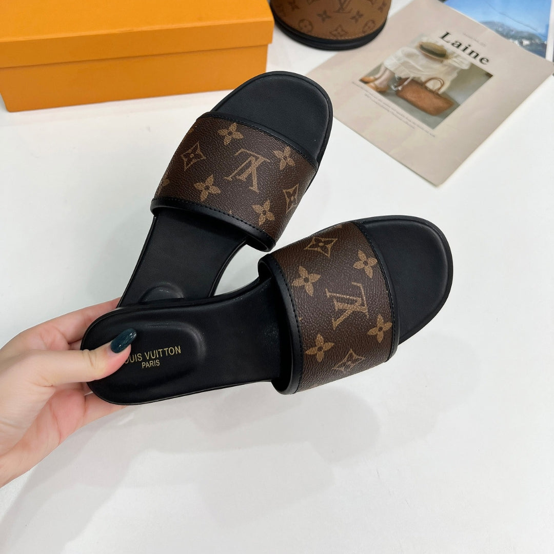 LV Monogram Brown Flip Flops