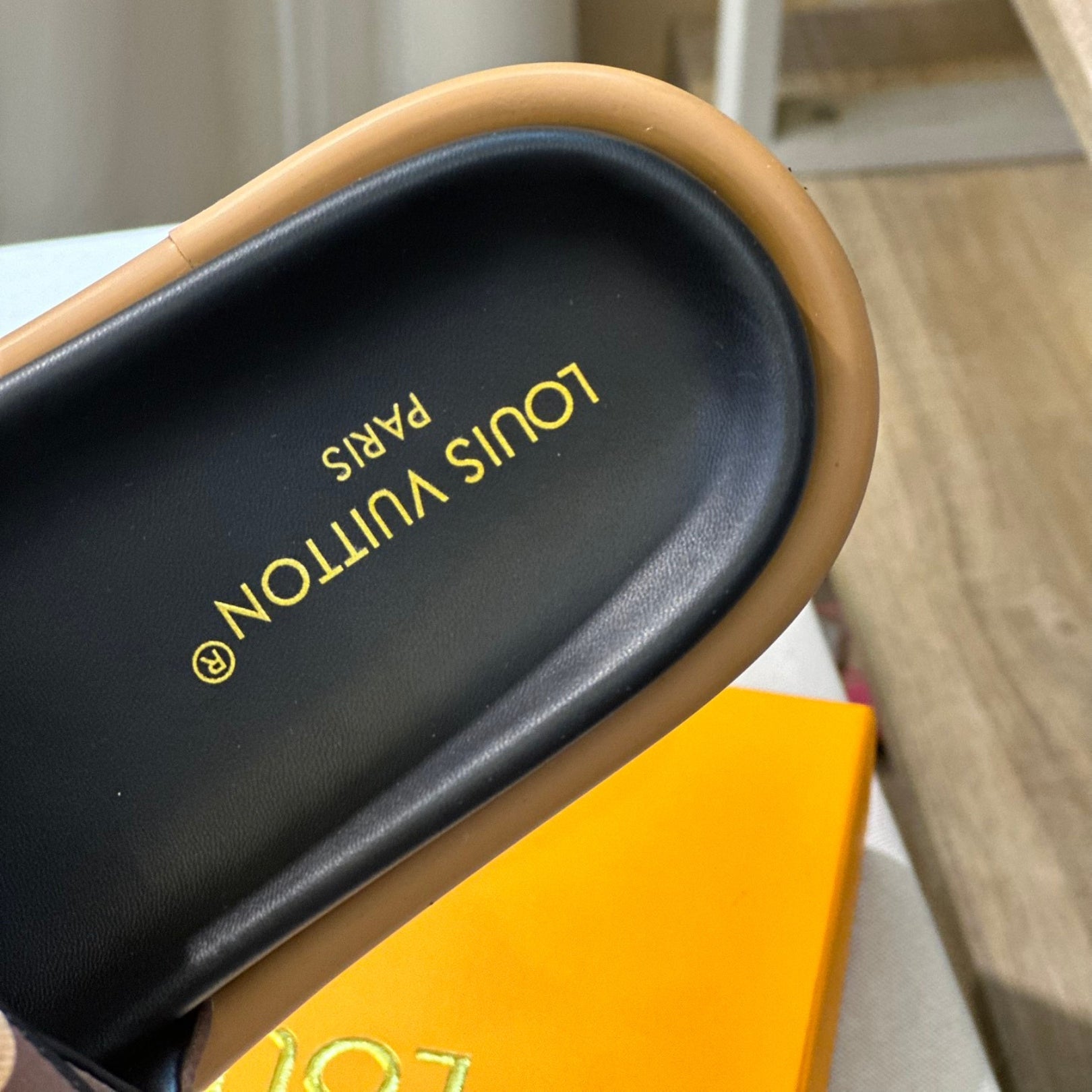 Lv pool pillow flat comfort brown flip flops