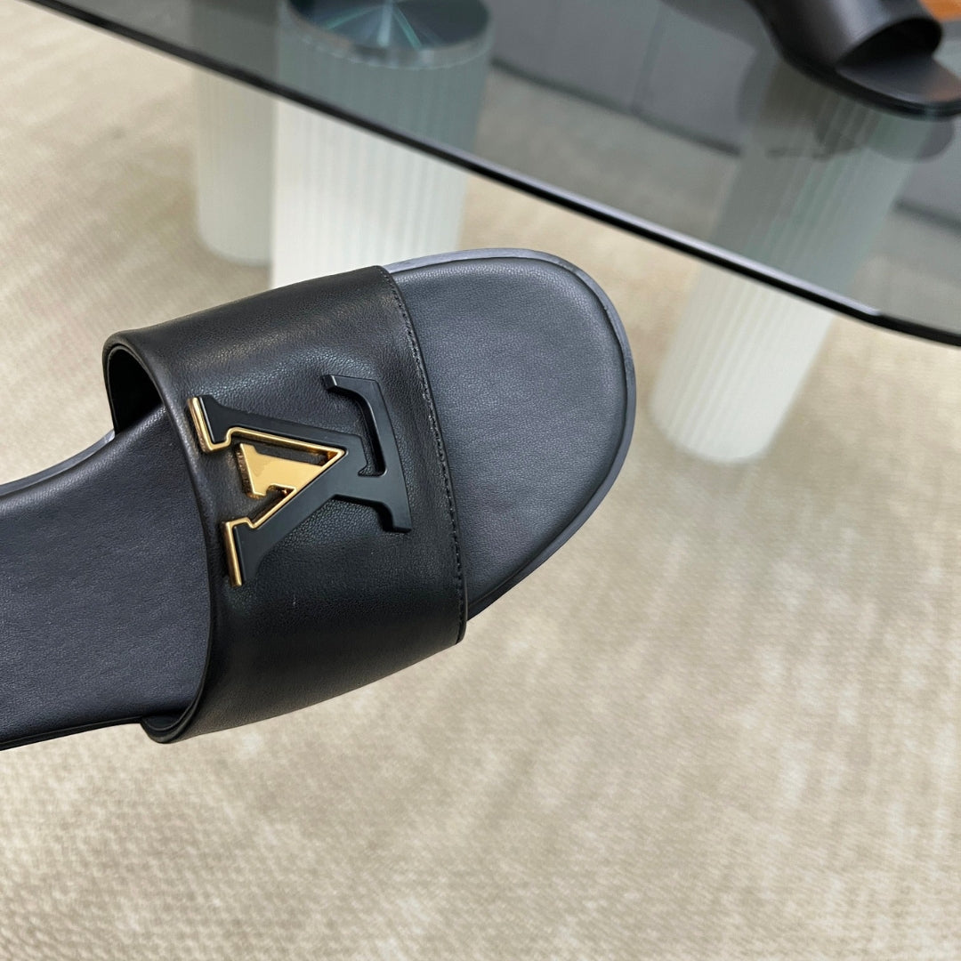 LV Capri Flat Black Flip Flops