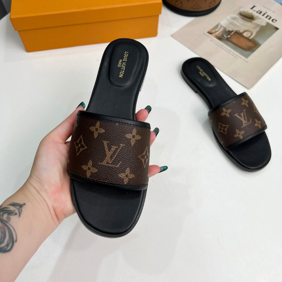 LV Monogram Brown Flip Flops