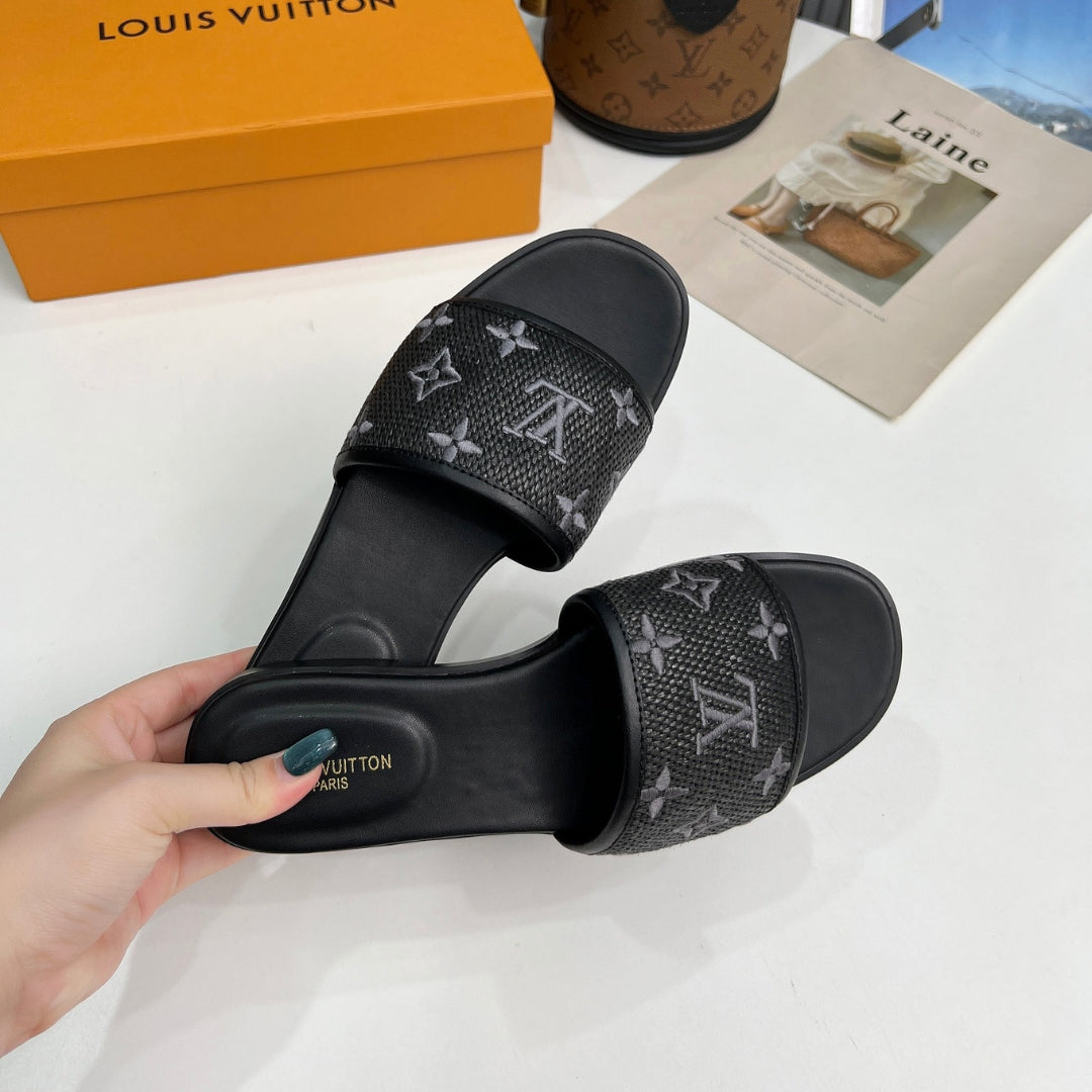 LV Monogram Gray Flip Flops
