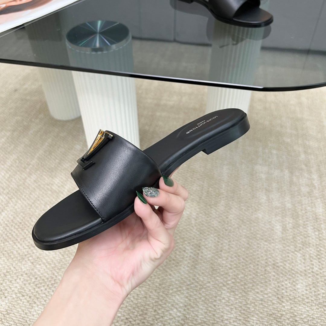 LV Capri Flat Black Flip Flops
