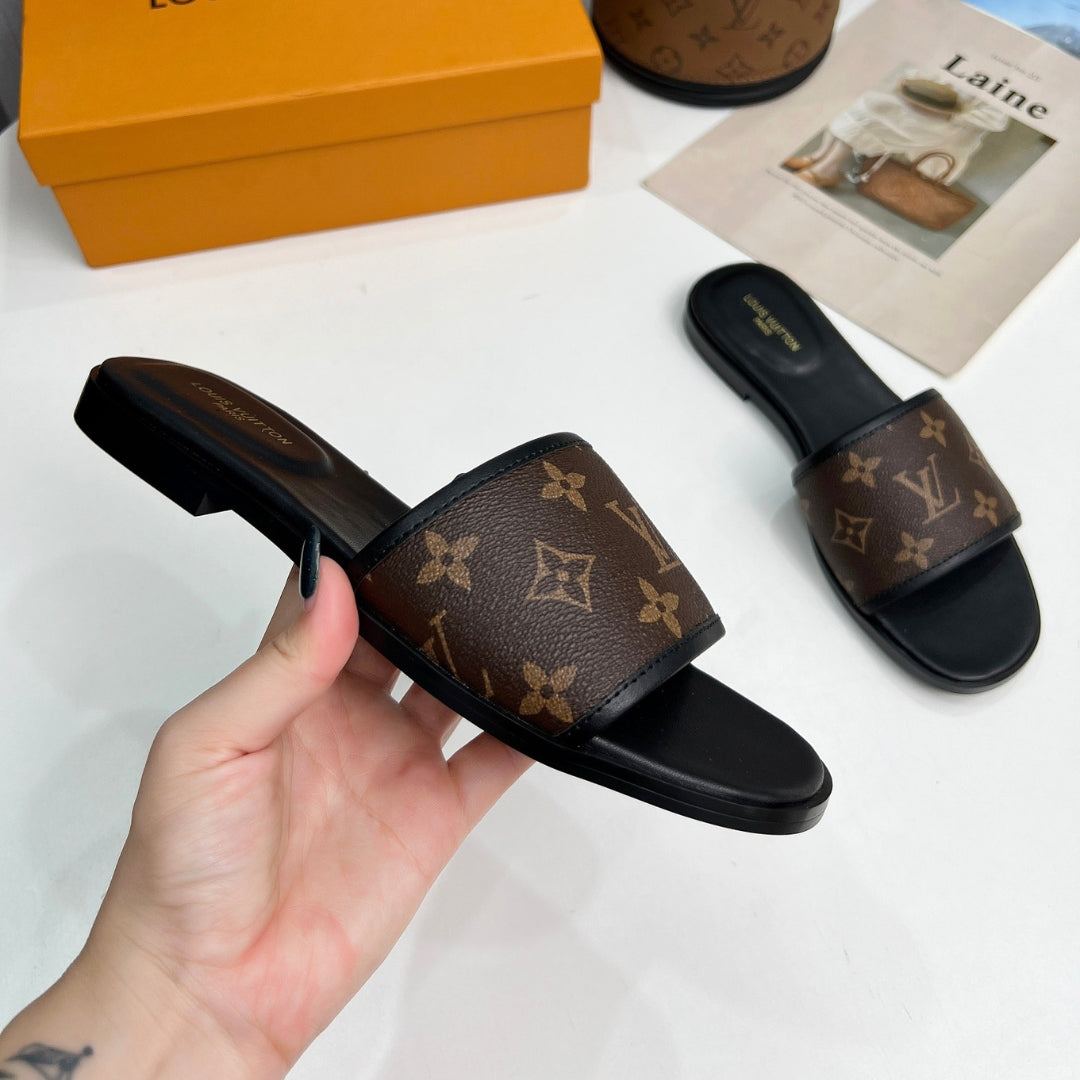 LV Monogram Brown Flip Flops