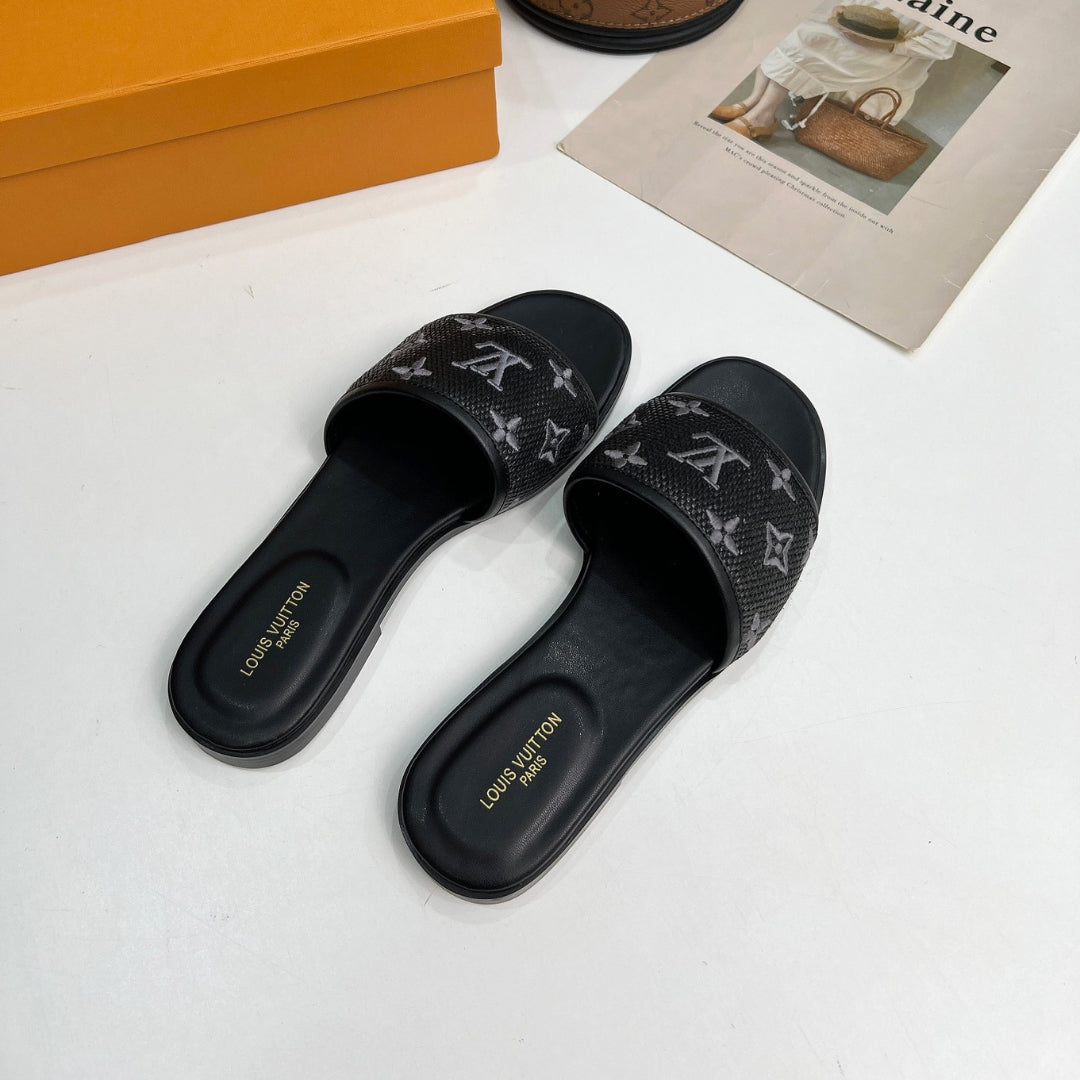 LV Monogram Gray Flip Flops