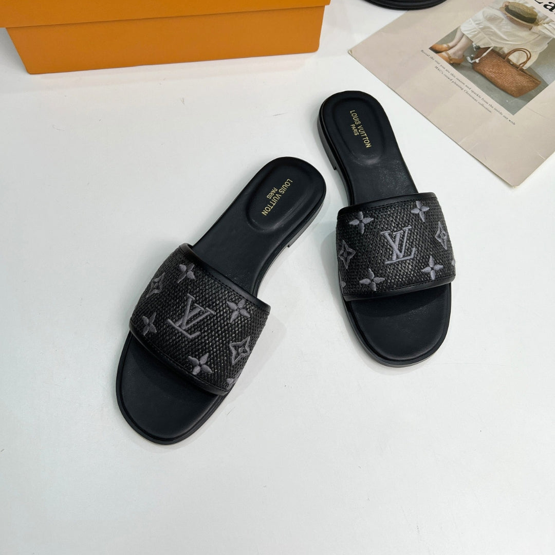 LV Monogram Gray Flip Flops