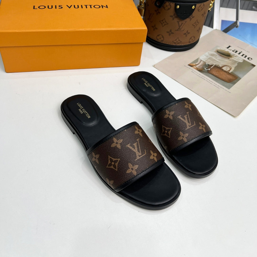 LV Monogram Brown Flip Flops