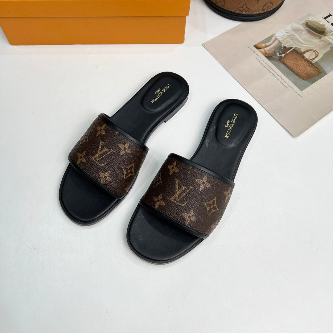 LV Monogram Brown Flip Flops