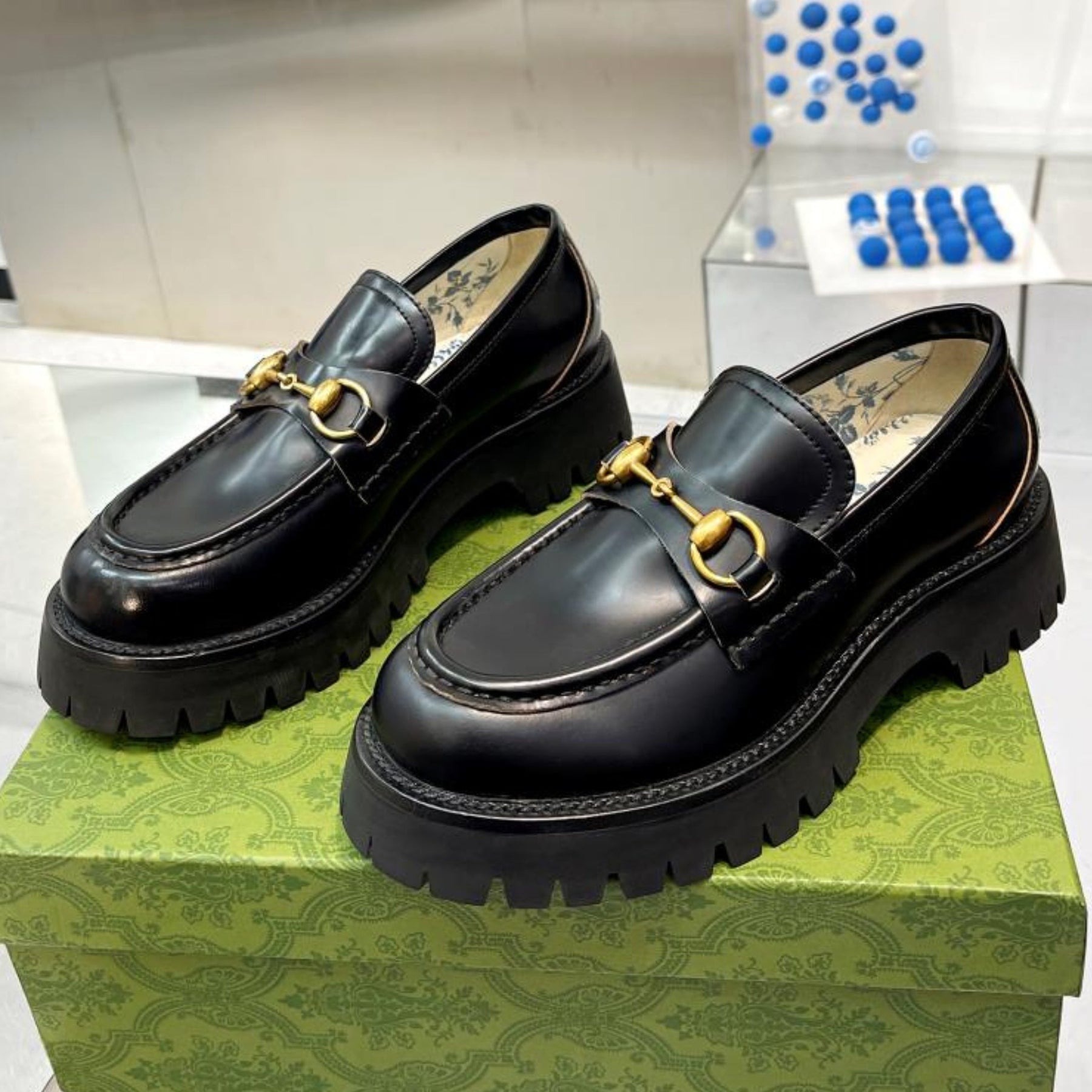 GG Leather Loafer with Black Horsebit Detail