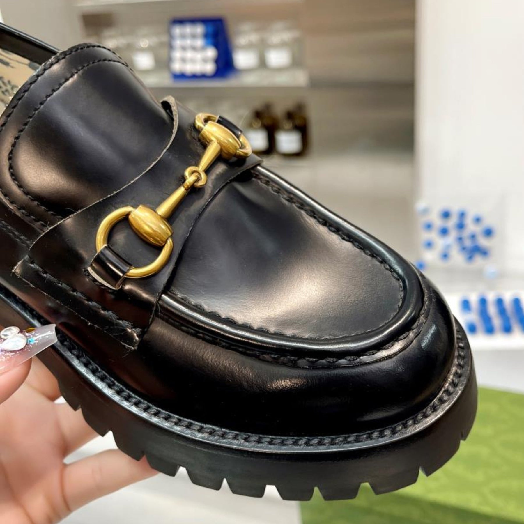 GG Leather Loafer with Black Horsebit Detail