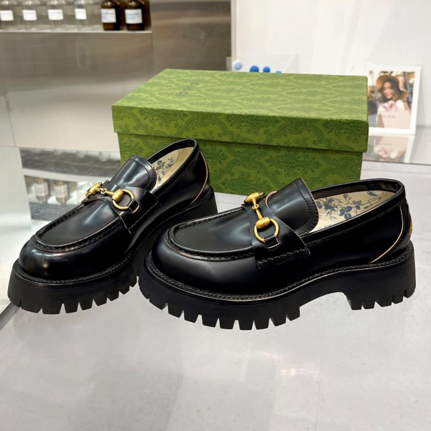 GG Leather Loafer with Black Horsebit Detail