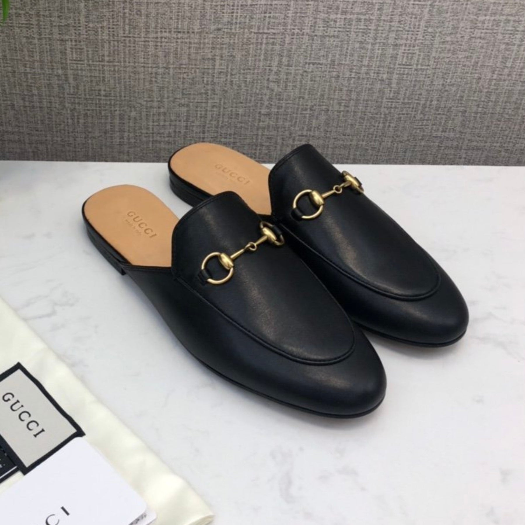 GG Princetown Black Leather Mule