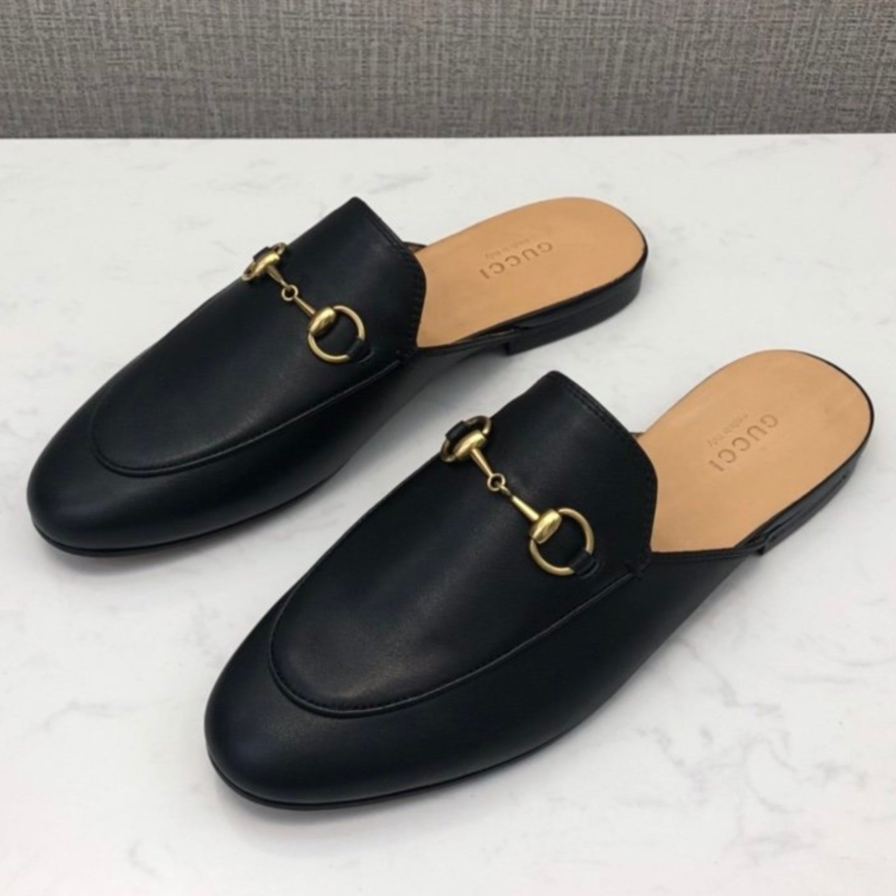 GG Princetown Black Leather Mule