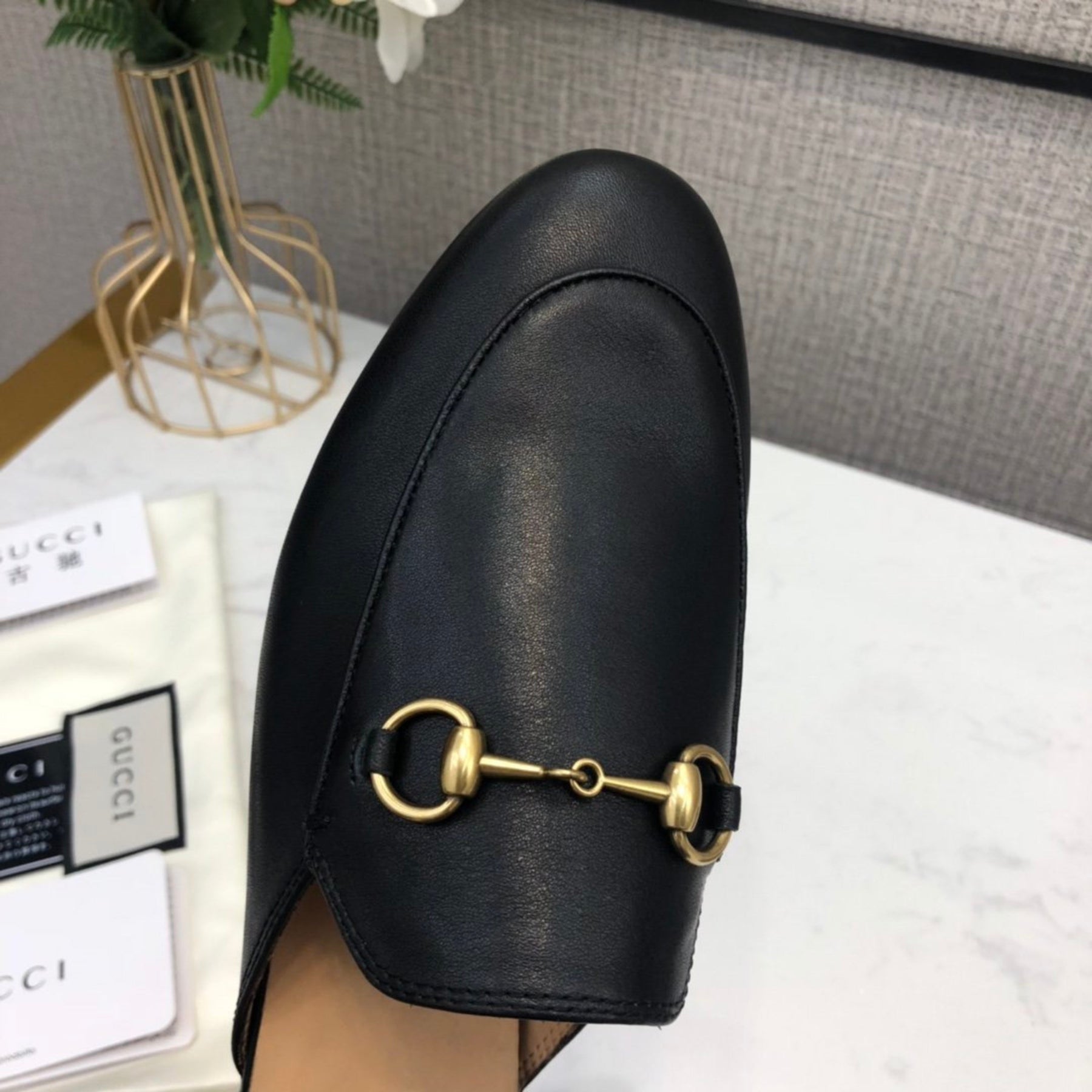GG Princetown Black Leather Mule