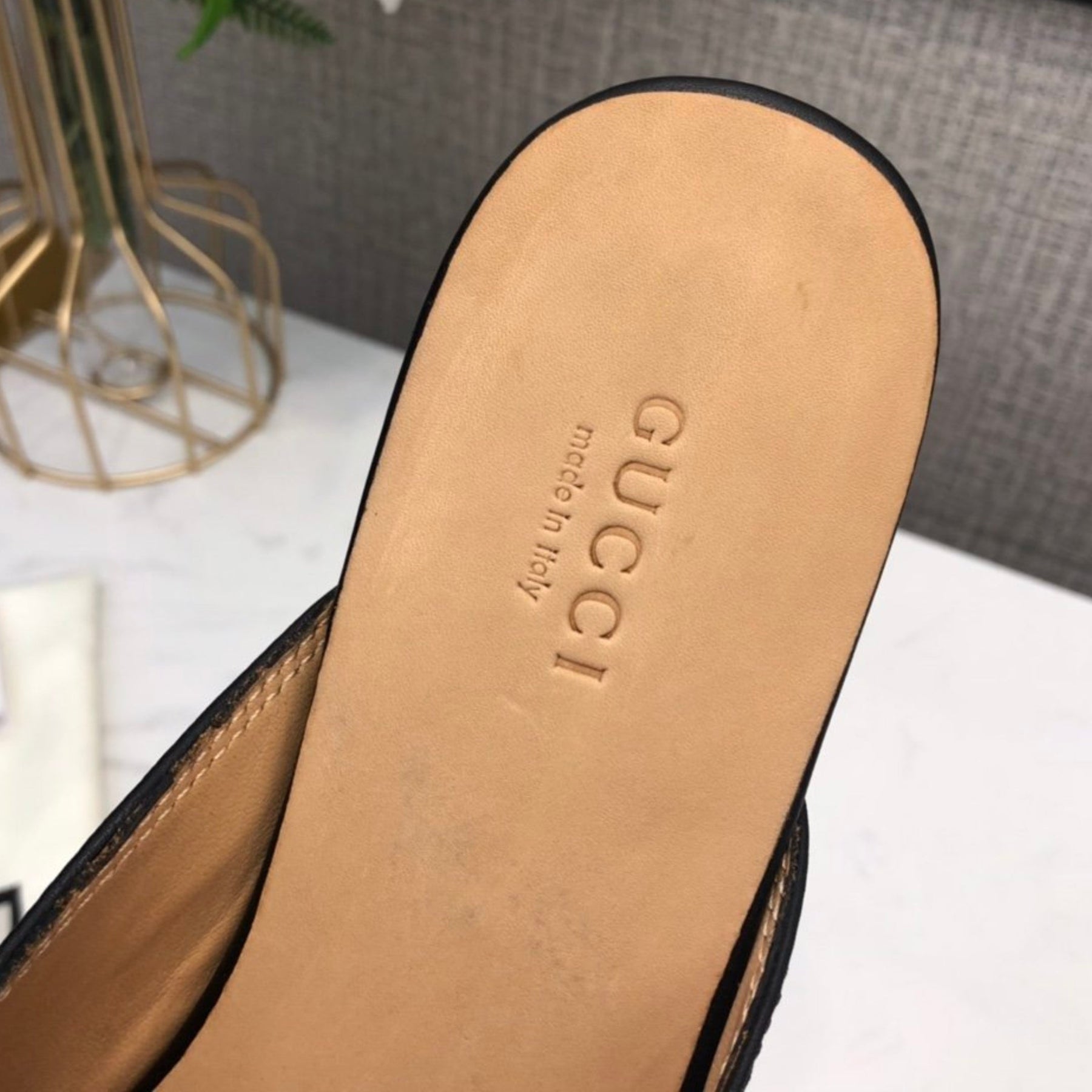 GG Princetown Black Leather Mule