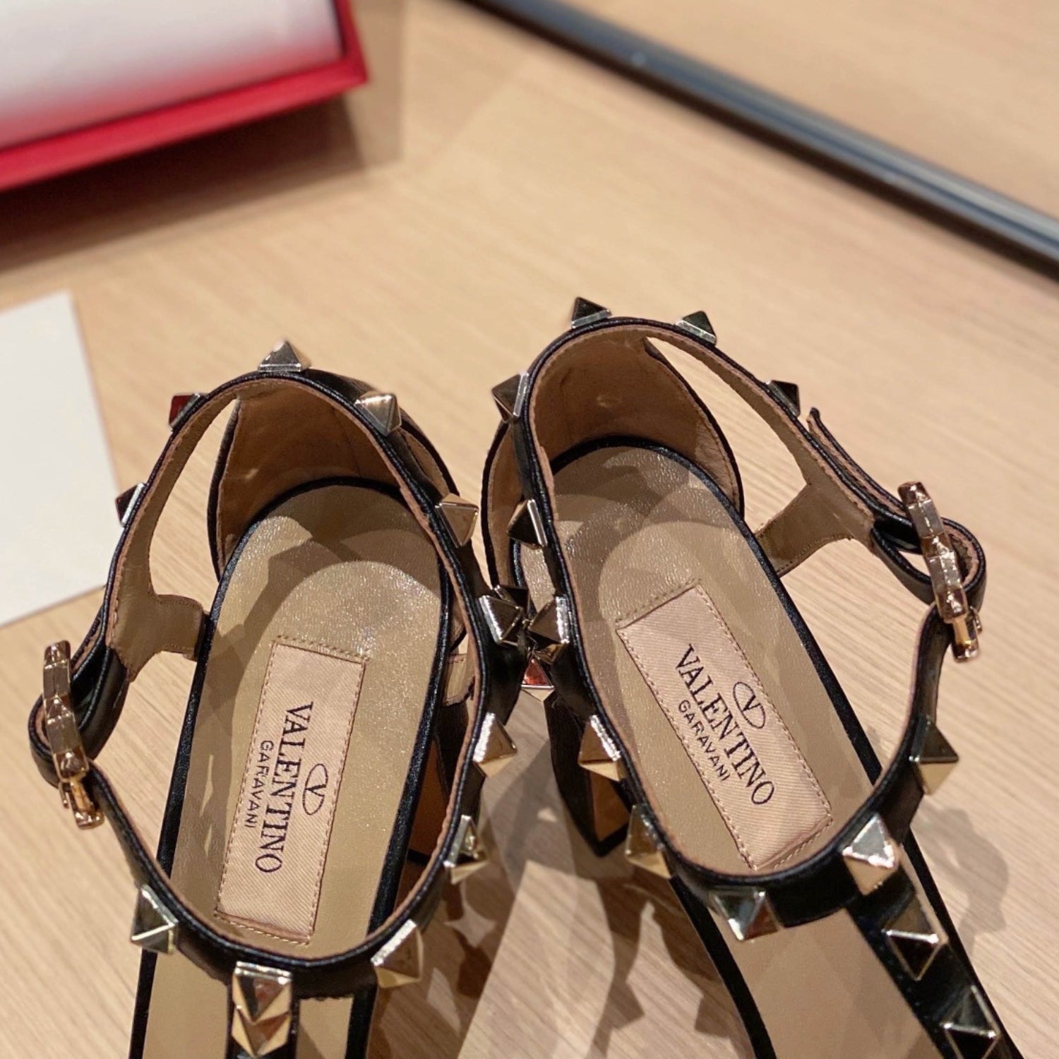 VLT Black Leather Sandal with details, 8.5cm heel