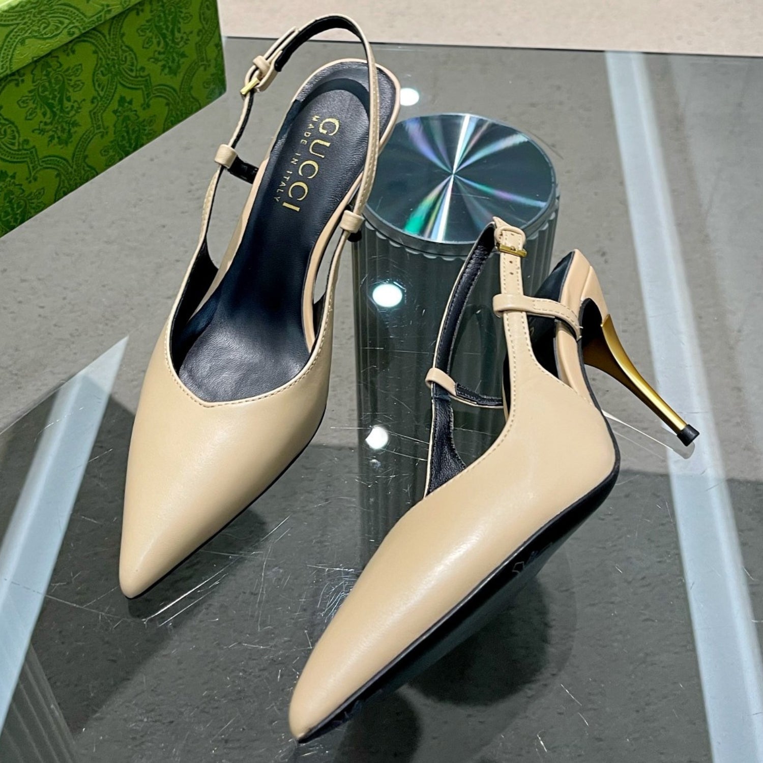 Beige GG Pumps, 8.5cm Heel