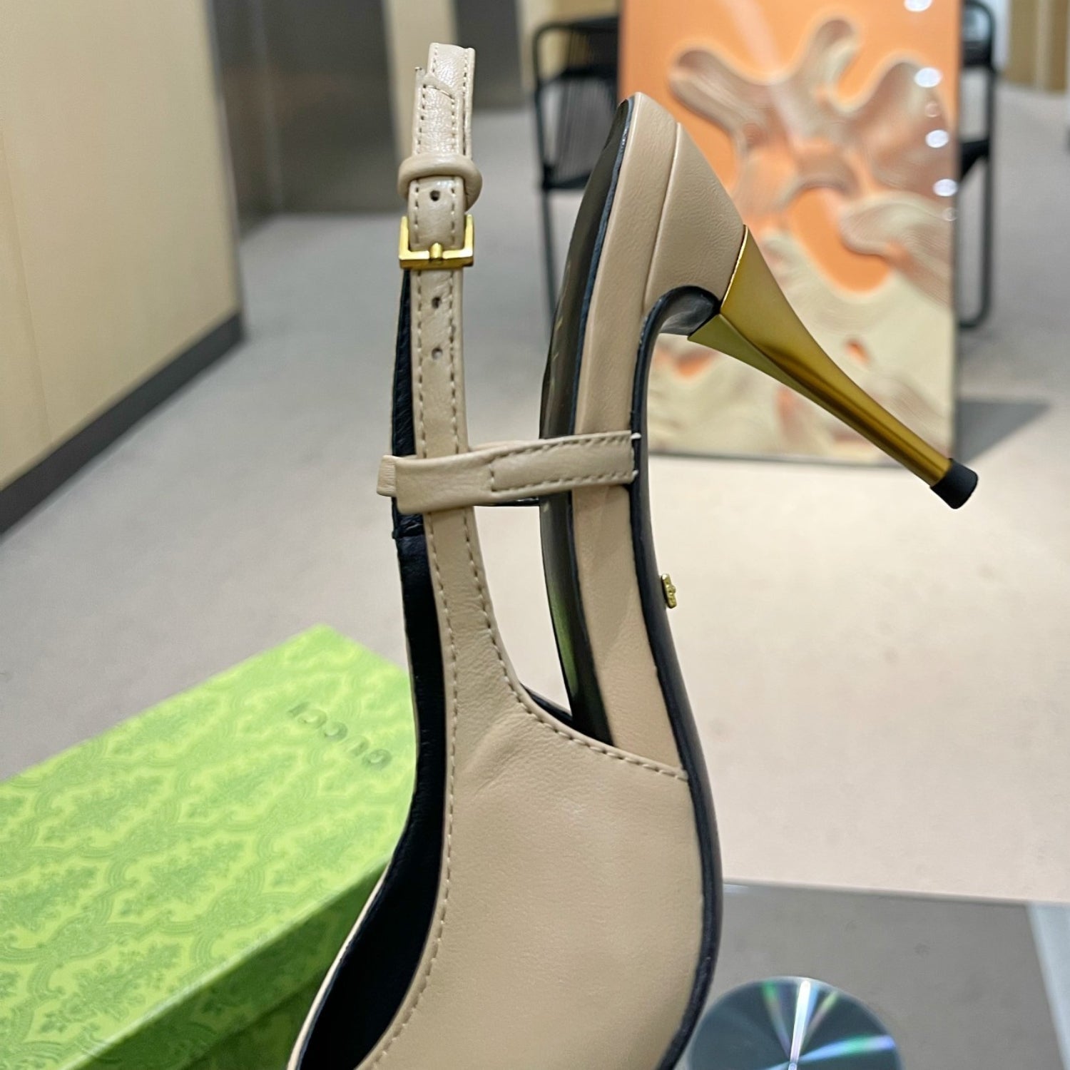 Beige GG Pumps, 8.5cm Heel