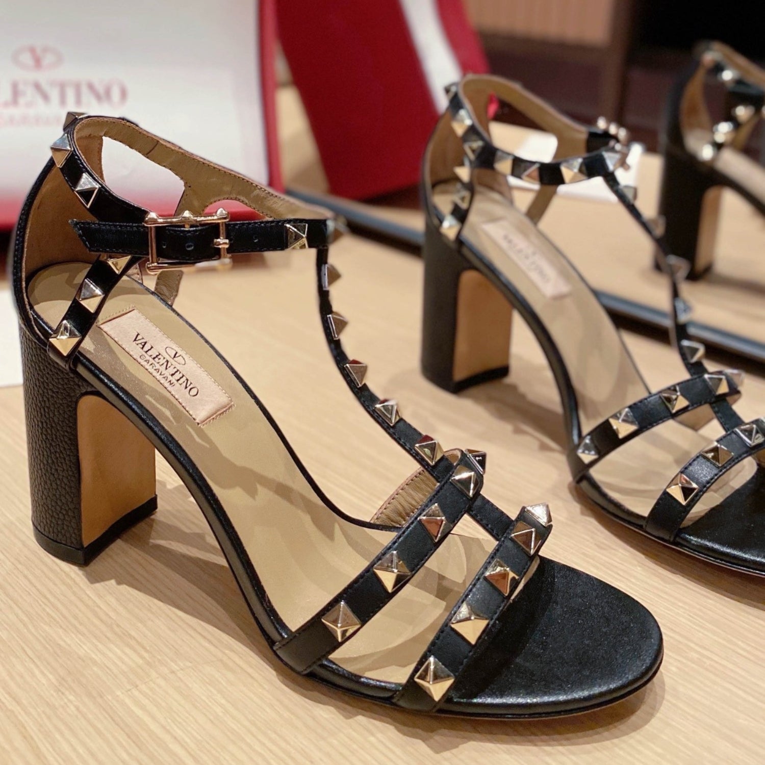 VLT Black Leather Sandal with details, 8.5cm heel