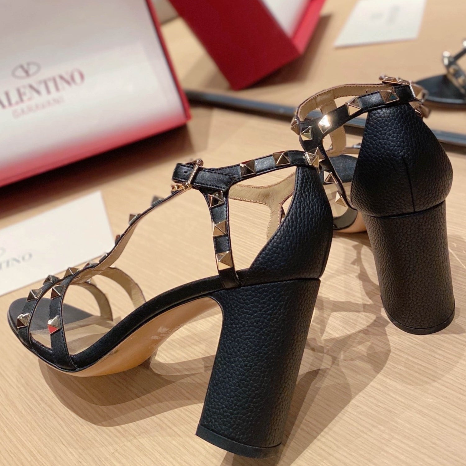 VLT Black Leather Sandal with details, 8.5cm heel