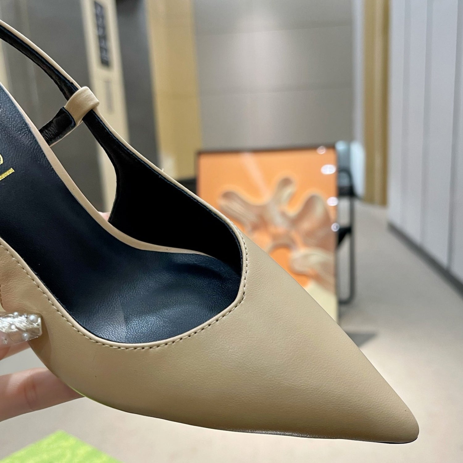 Beige GG Pumps, 8.5cm Heel