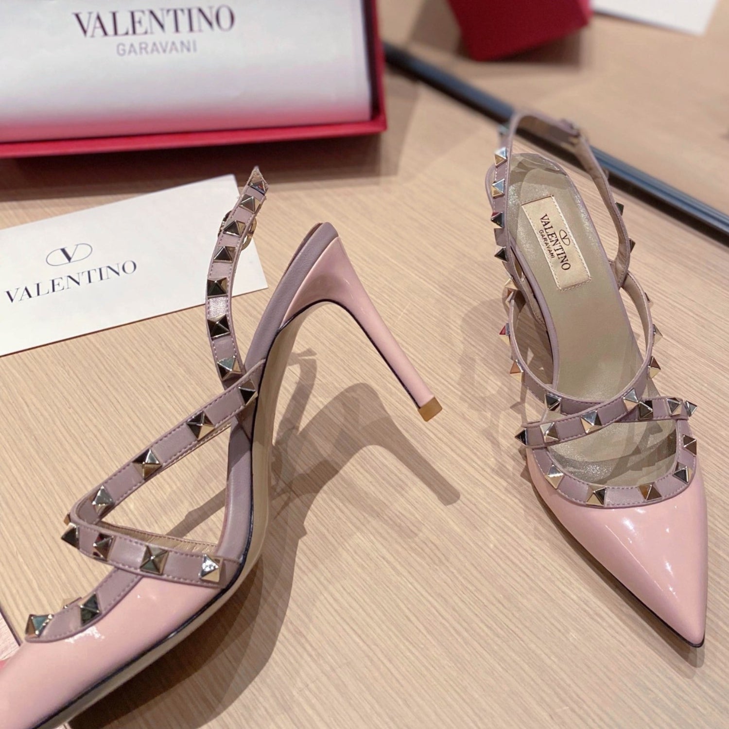 VLT Pink Leather Pumps with Upper Details, 9cm Heel