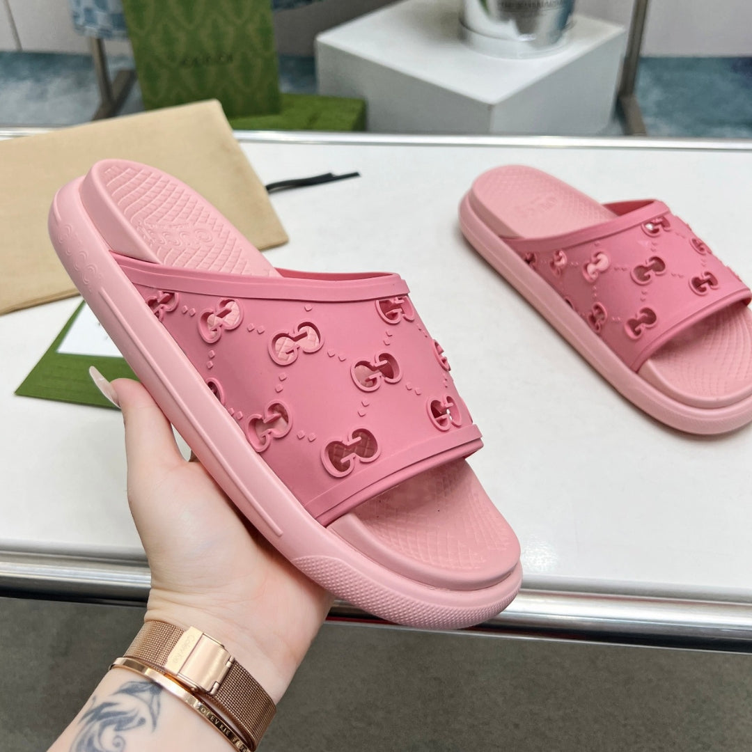 GG Pink Slide Flip Flops Details