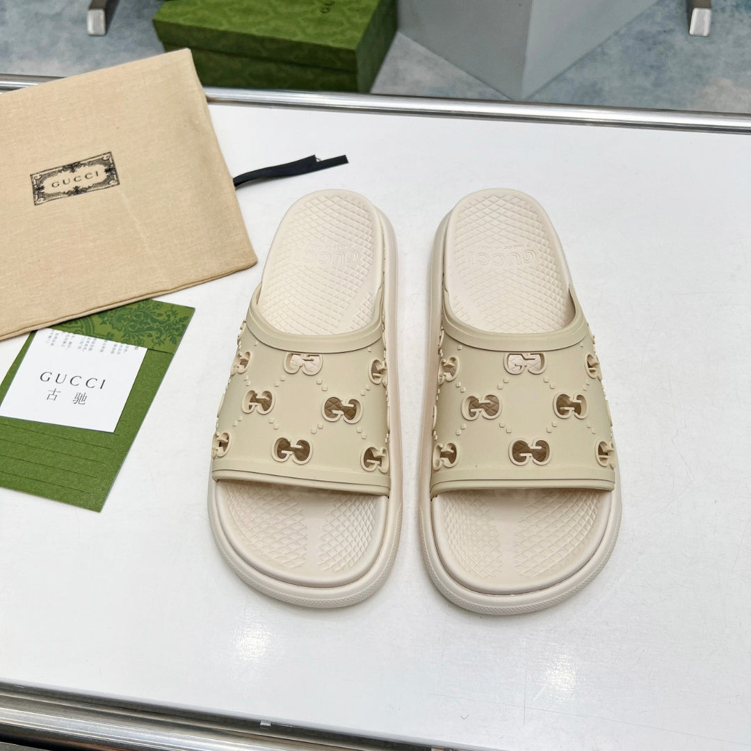 Beige GG Slide Flip Flops Details