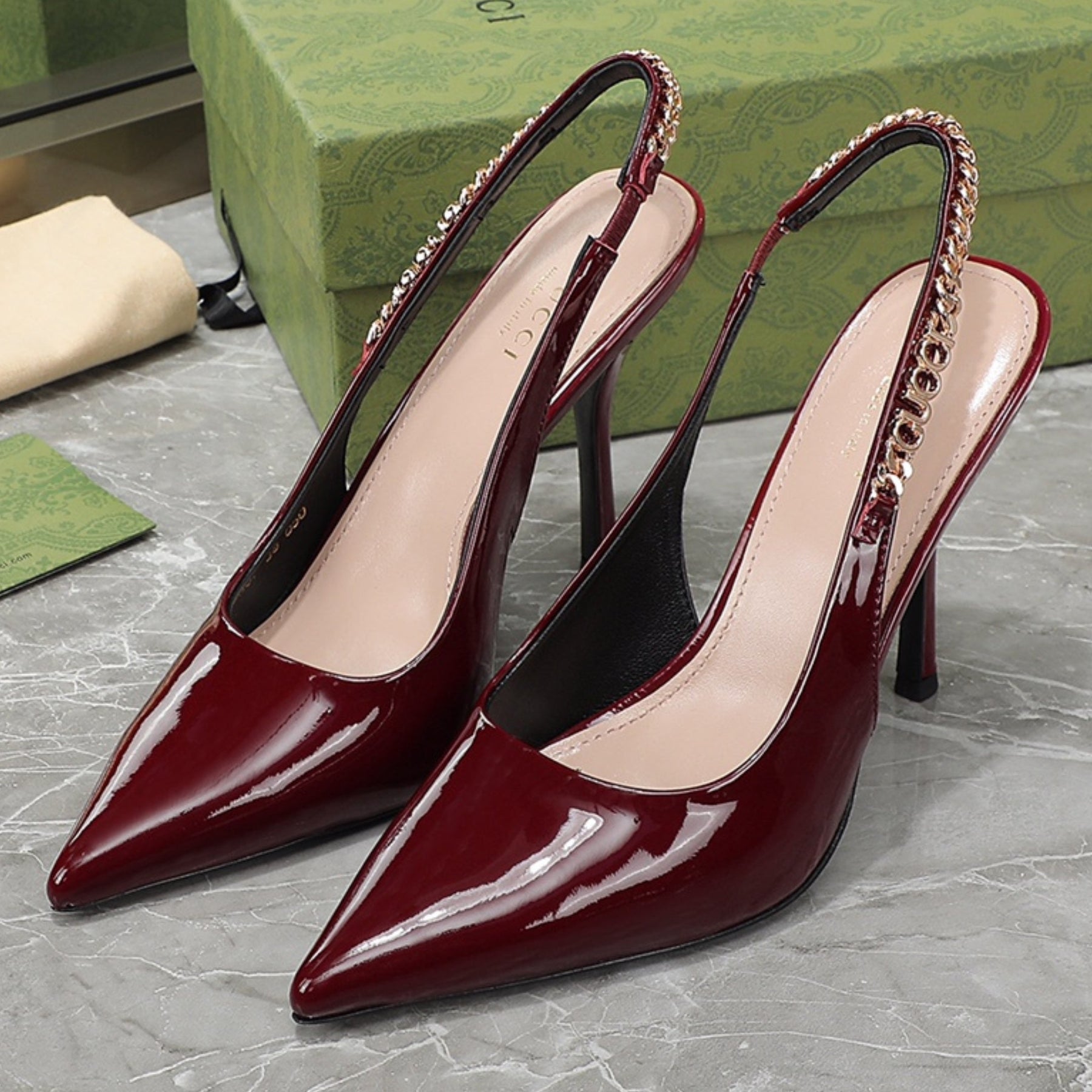 GG Scarpin Signoria Red Sandal with 105mm heel