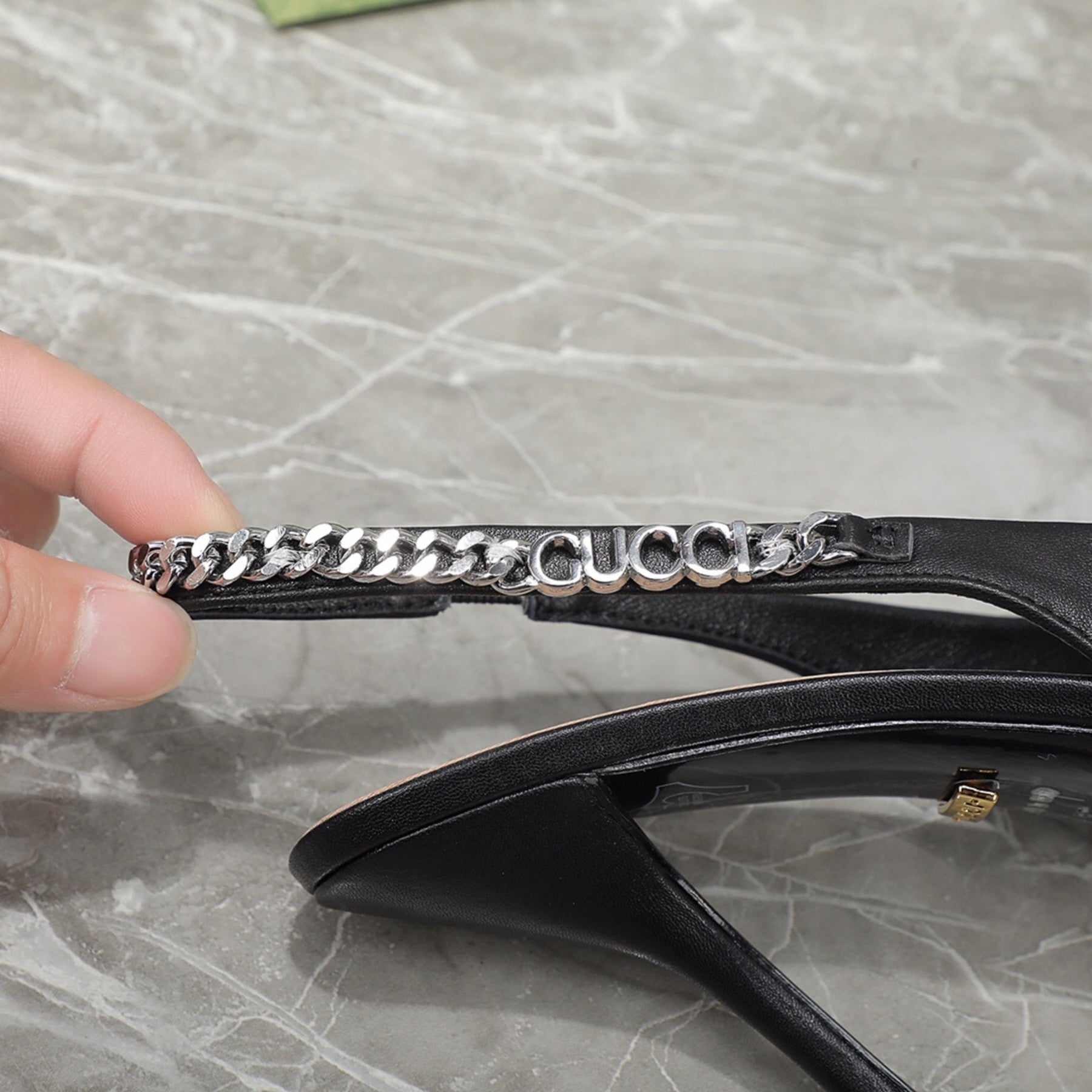 GG Scarpin Signoria Black Sandal with 105mm heel