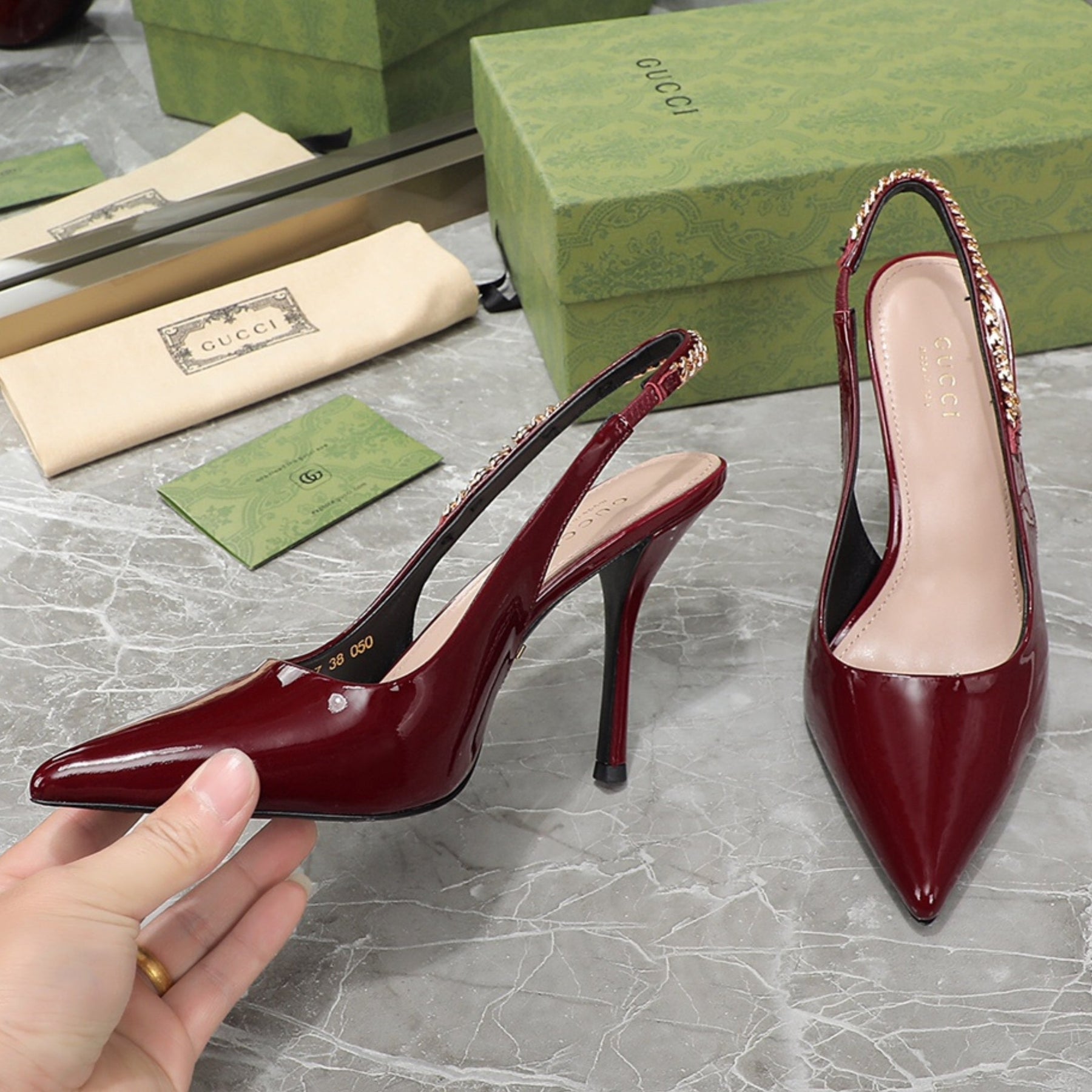 GG Scarpin Signoria Red Sandal with 105mm heel