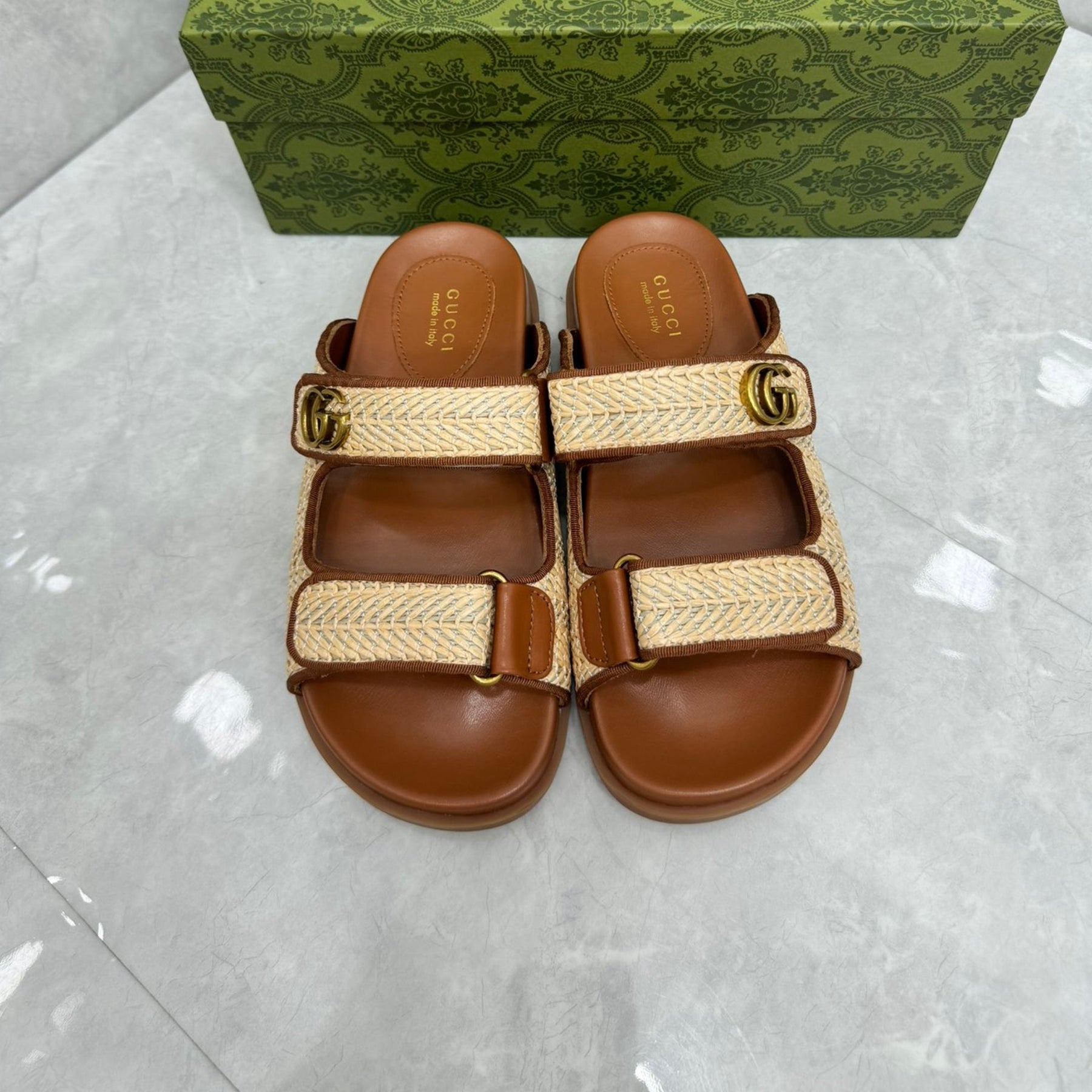 GG Slider Sandal with Double GG Beige