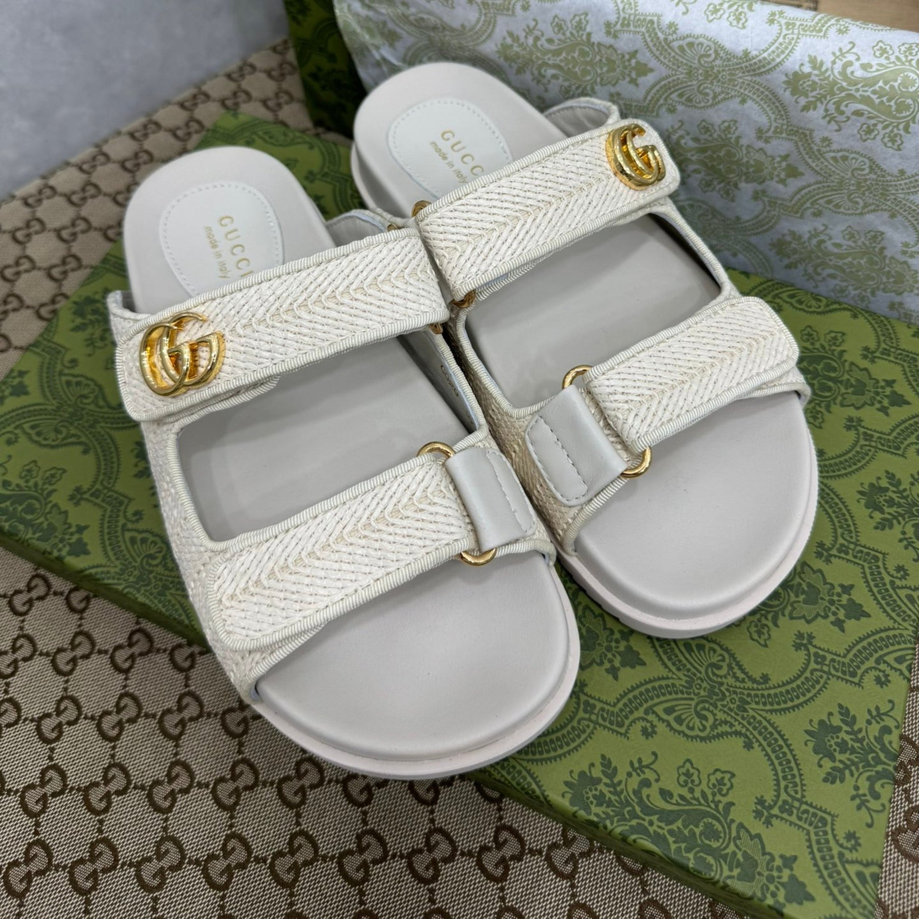 Sandália GG Slider com Double Branco