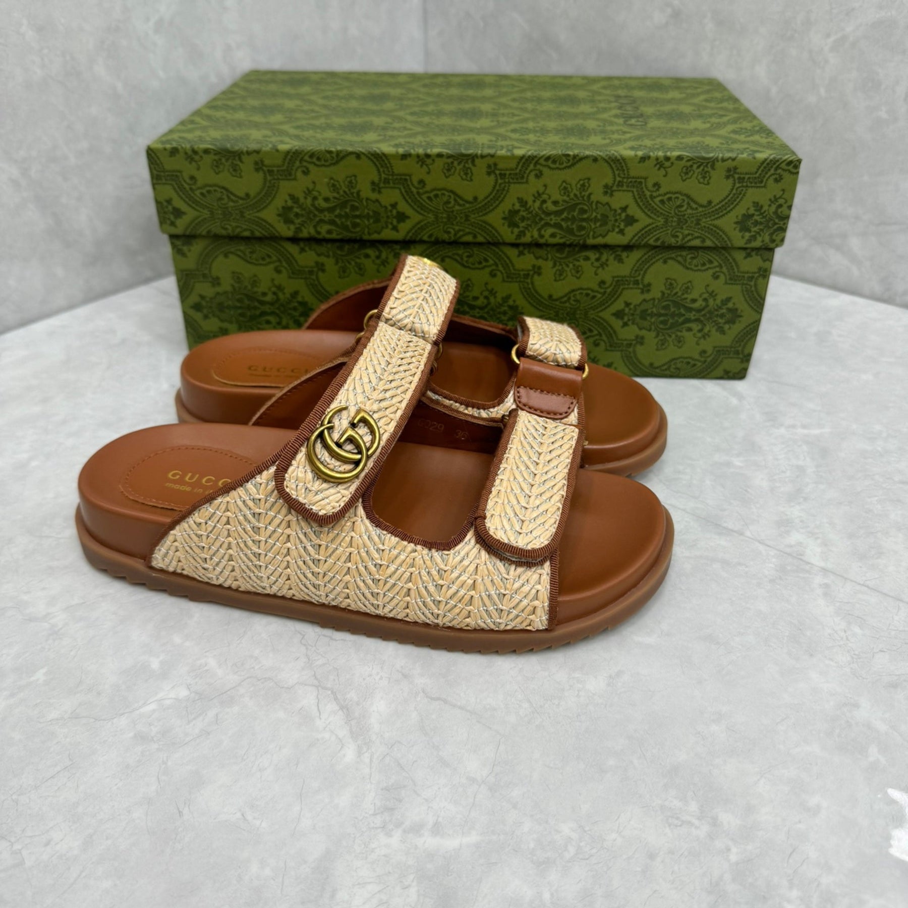 GG Slider Sandal with Double GG Beige