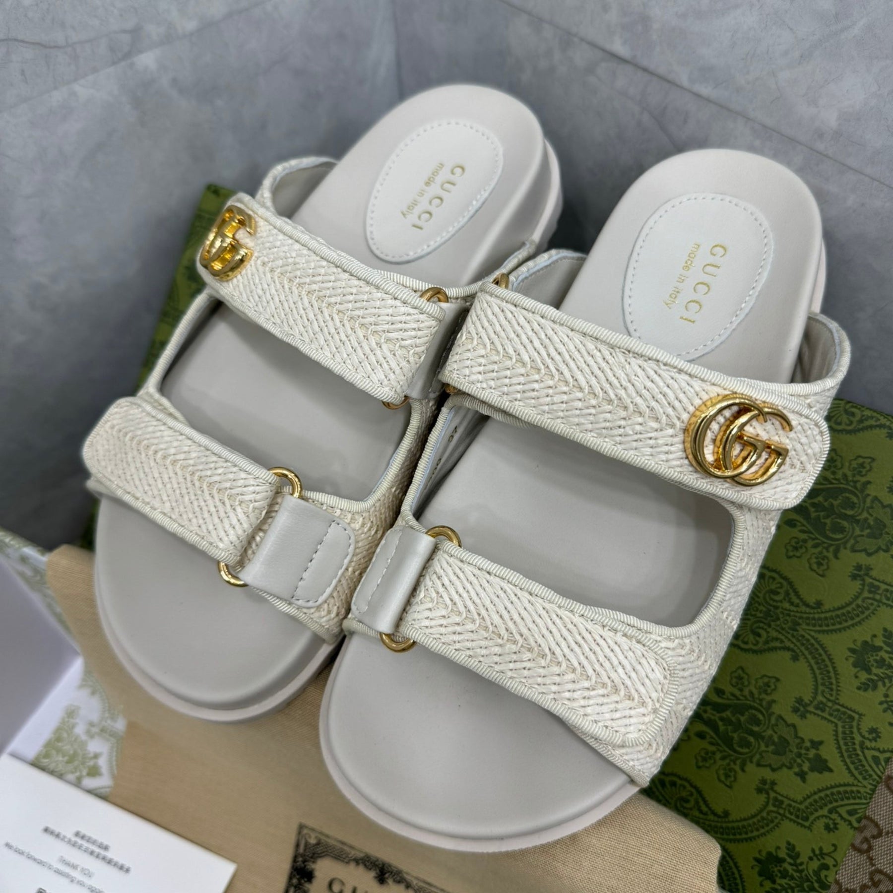 Sandália GG Slider com Double Branco