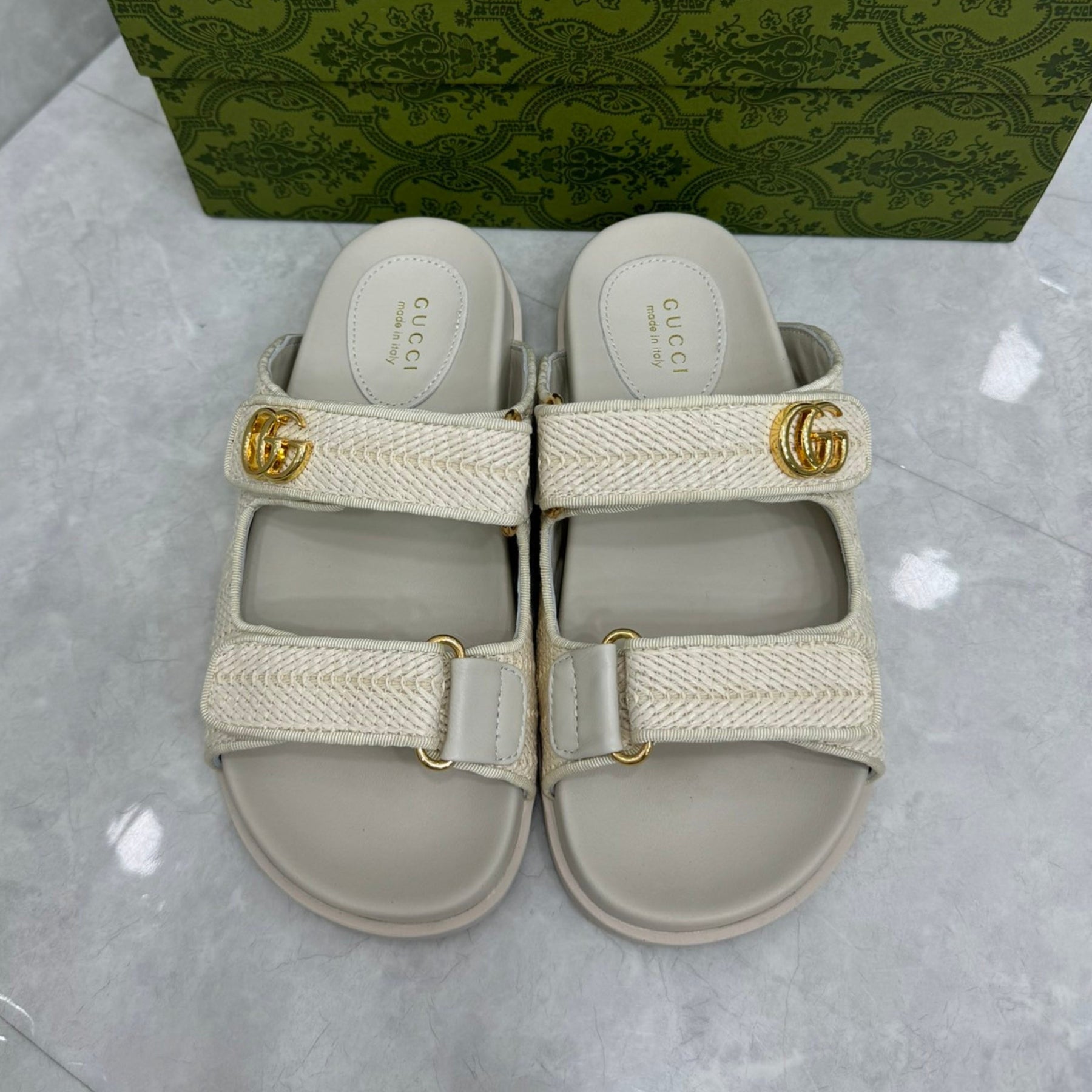 Sandália GG Slider com Double Branco