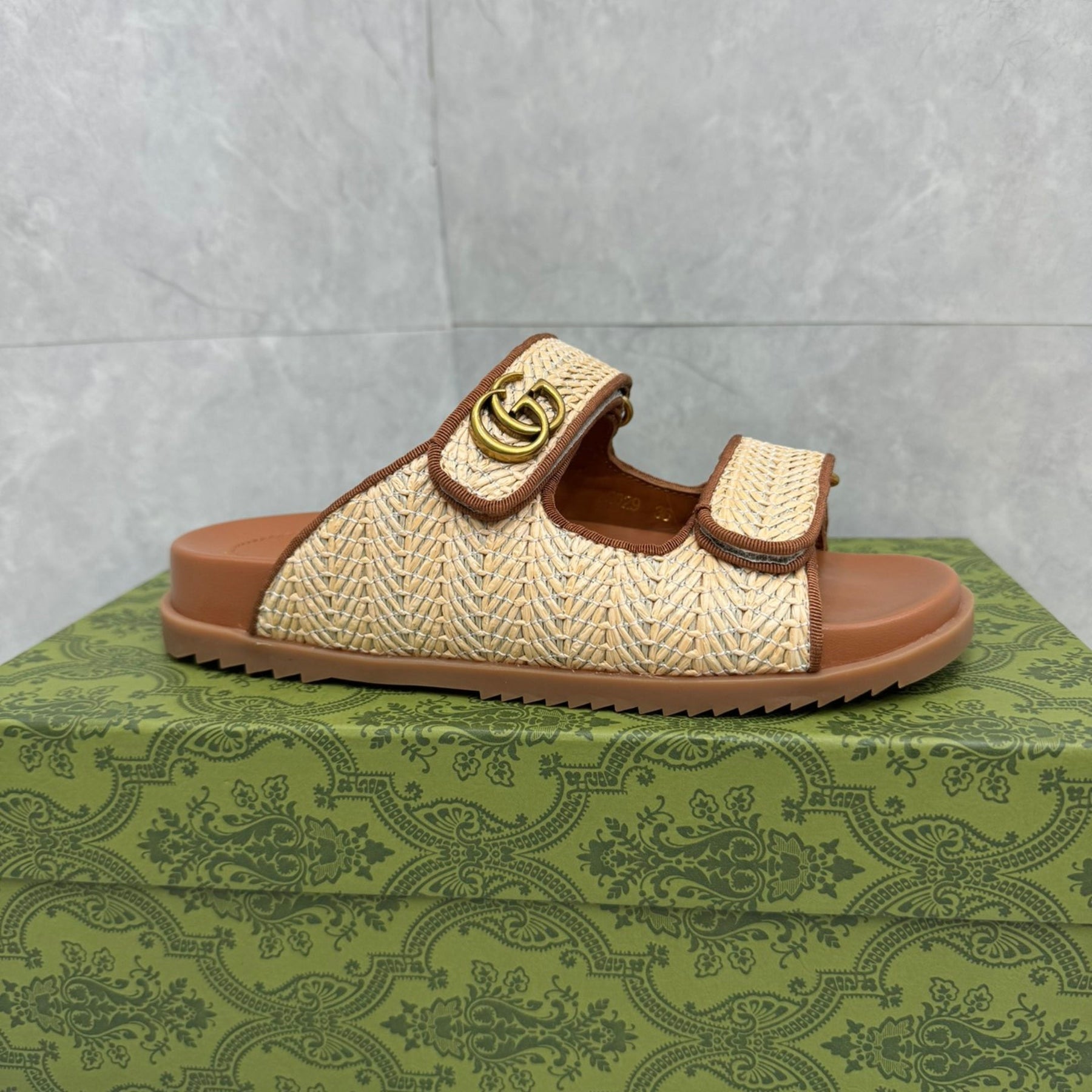 GG Slider Sandal with Double GG Beige