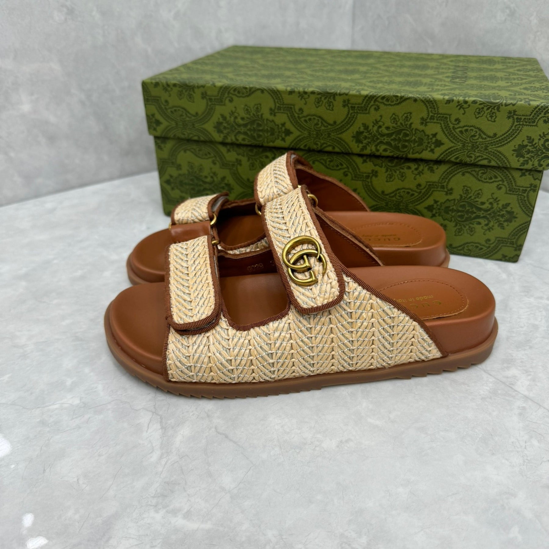 GG Slider Sandal with Double GG Beige