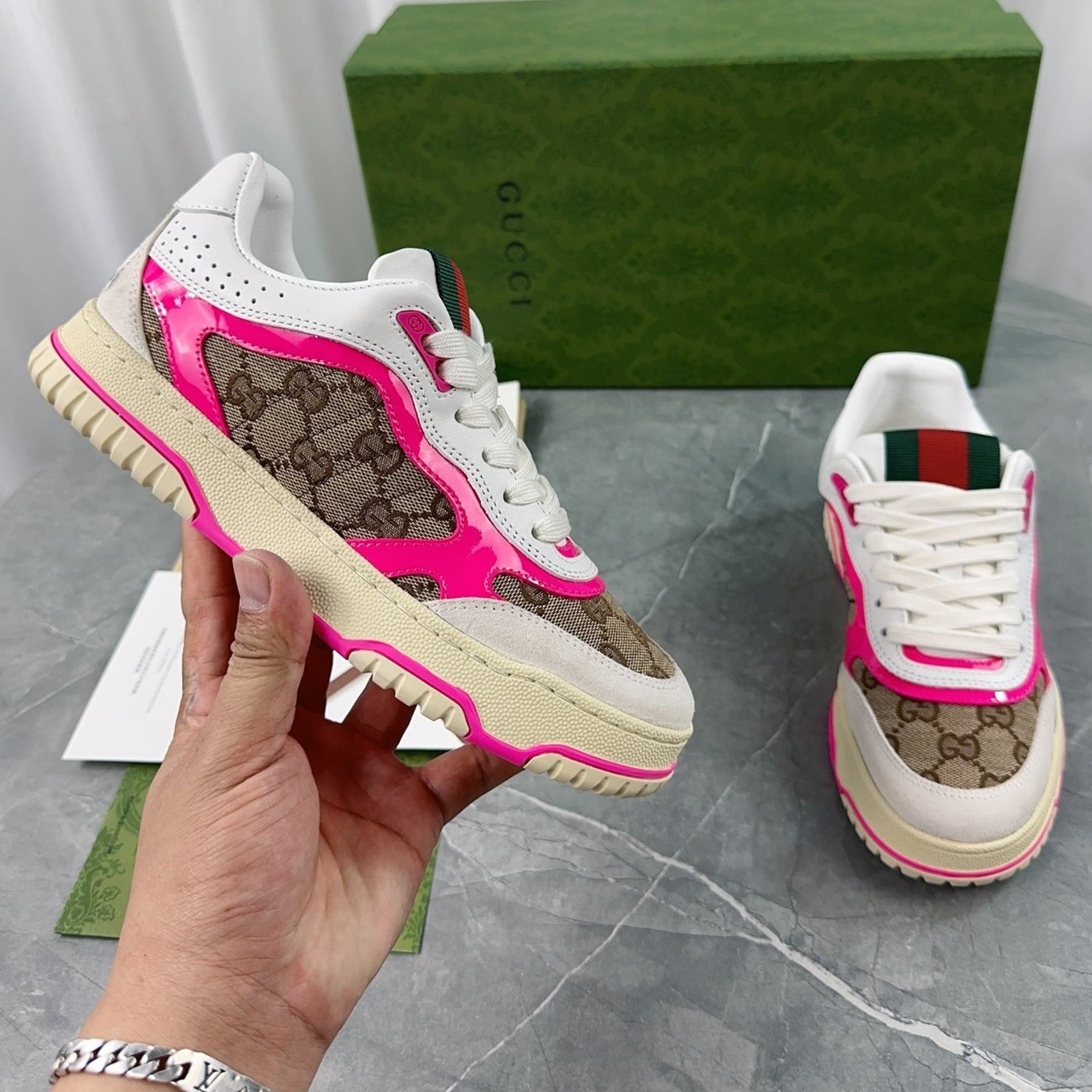 GG Re-Web GG Pink Tennis Shoes