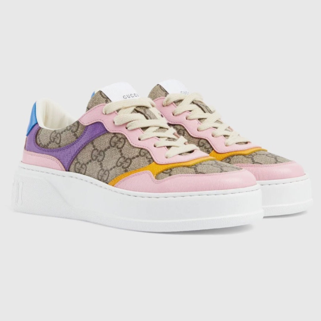 GG Supreme Canvas Sneakers with Pink, Yellow, and Purple Details