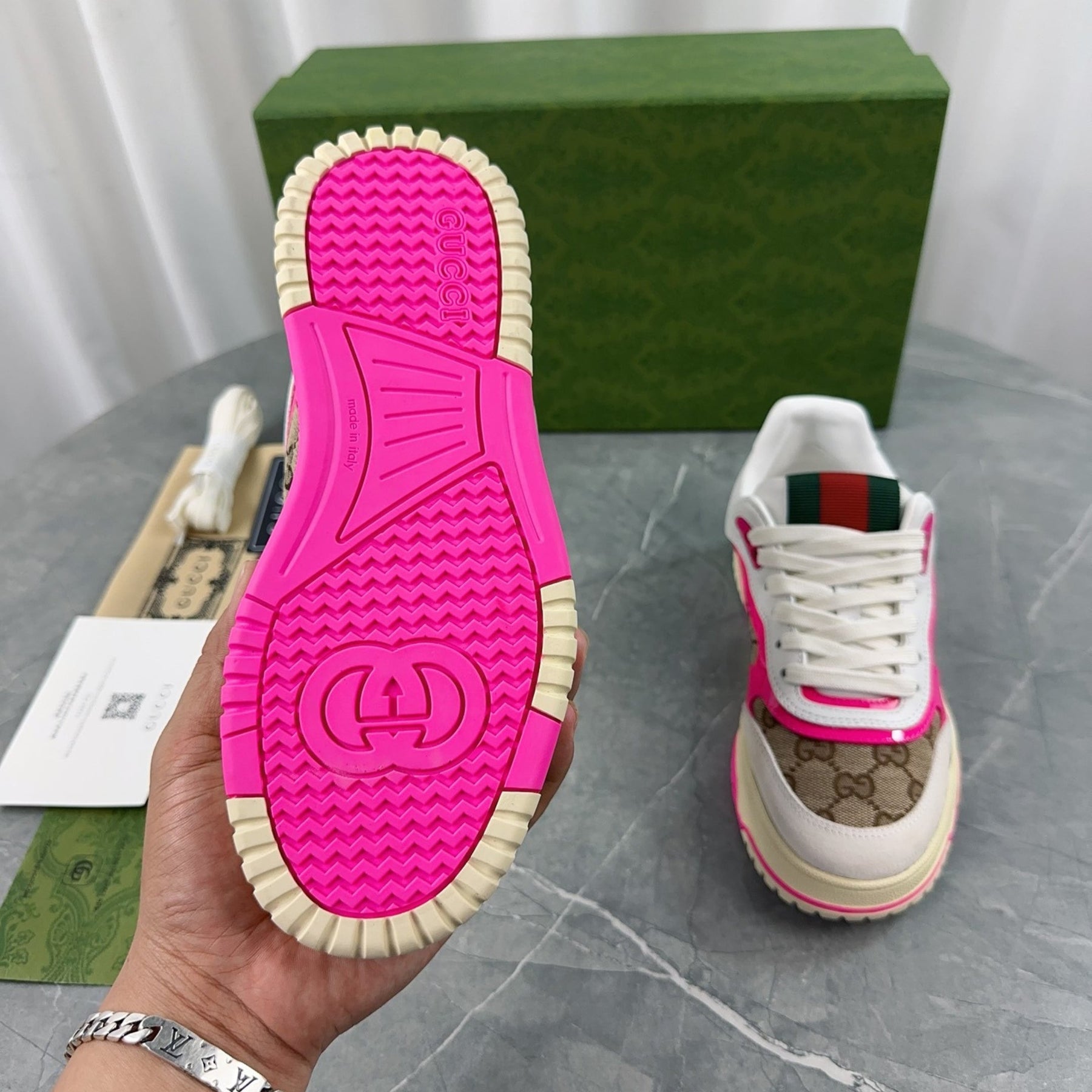 GG Re-Web GG Pink Tennis Shoes