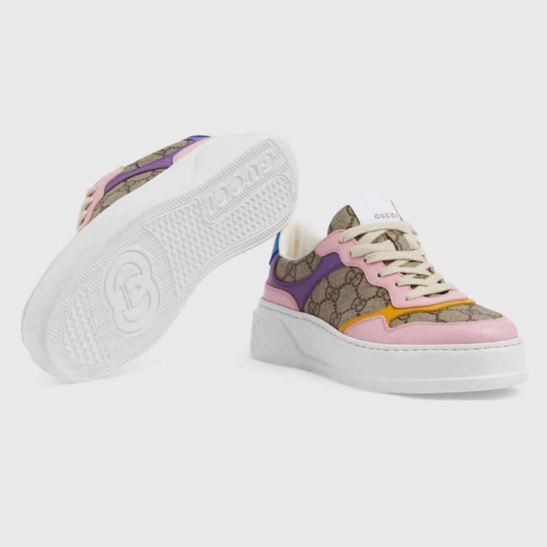 GG Supreme Canvas Sneakers with Pink, Yellow, and Purple Details