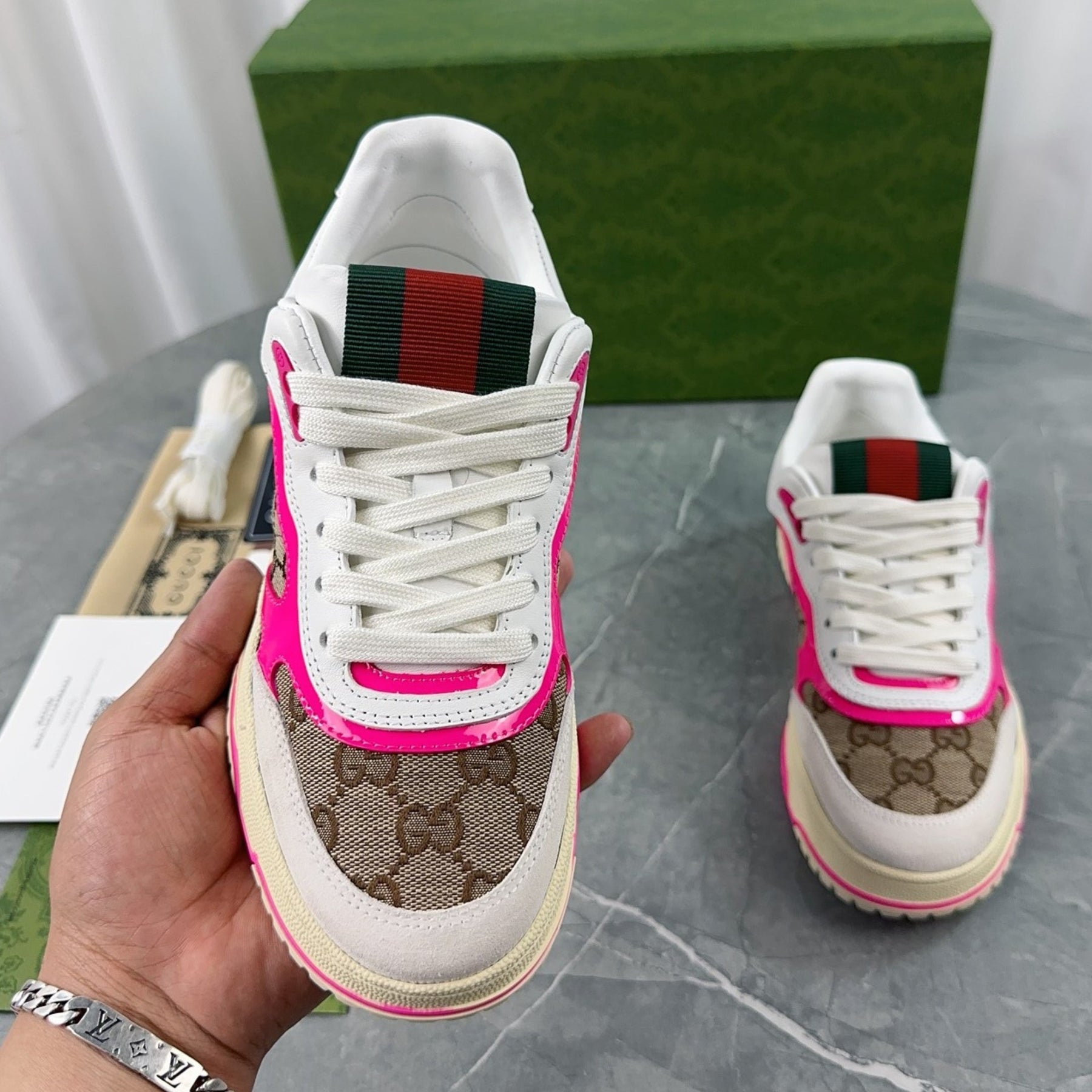 GG Re-Web GG Pink Tennis Shoes