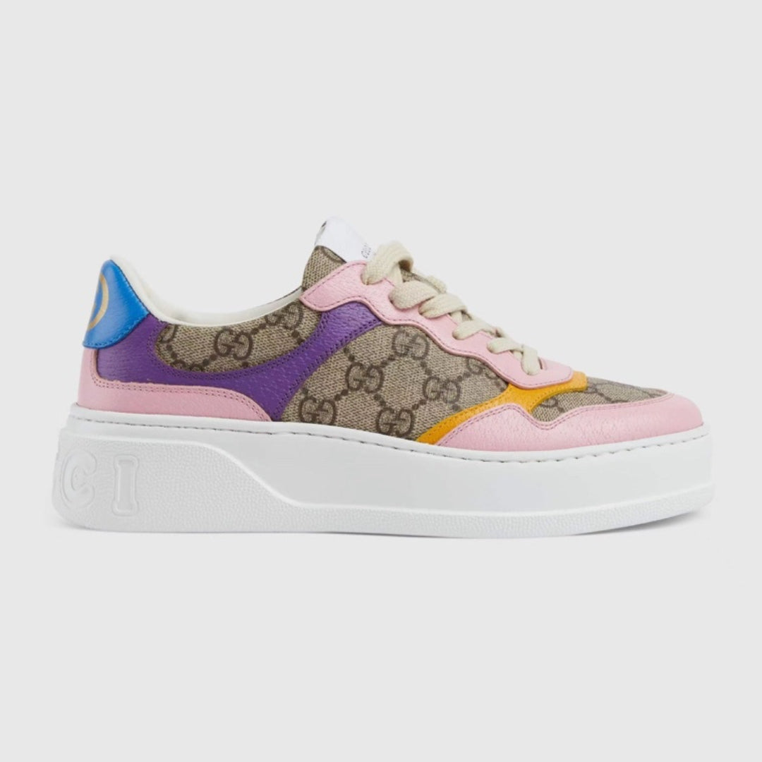 GG Supreme Canvas Sneakers with Pink, Yellow, and Purple Details