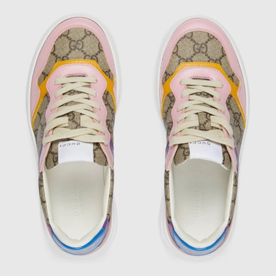 GG Supreme Canvas Sneakers with Pink, Yellow, and Purple Details
