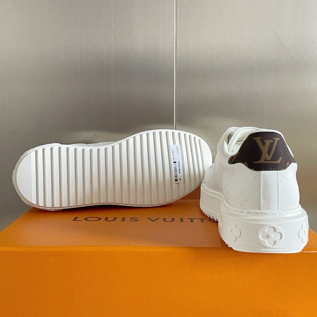 LV Time Out White Sneakers with Embossed Side Logo