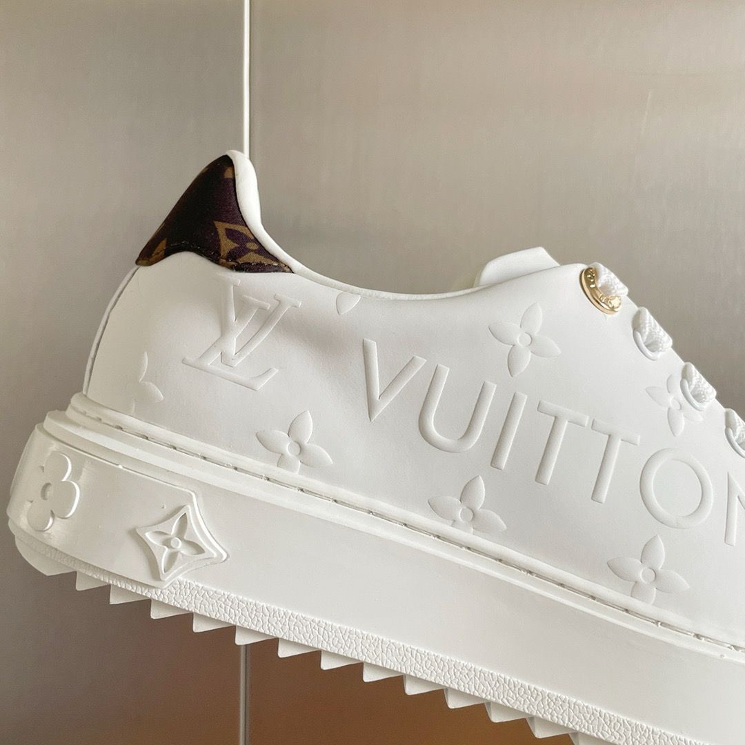 LV Time Out White Sneakers with Embossed Side Logo