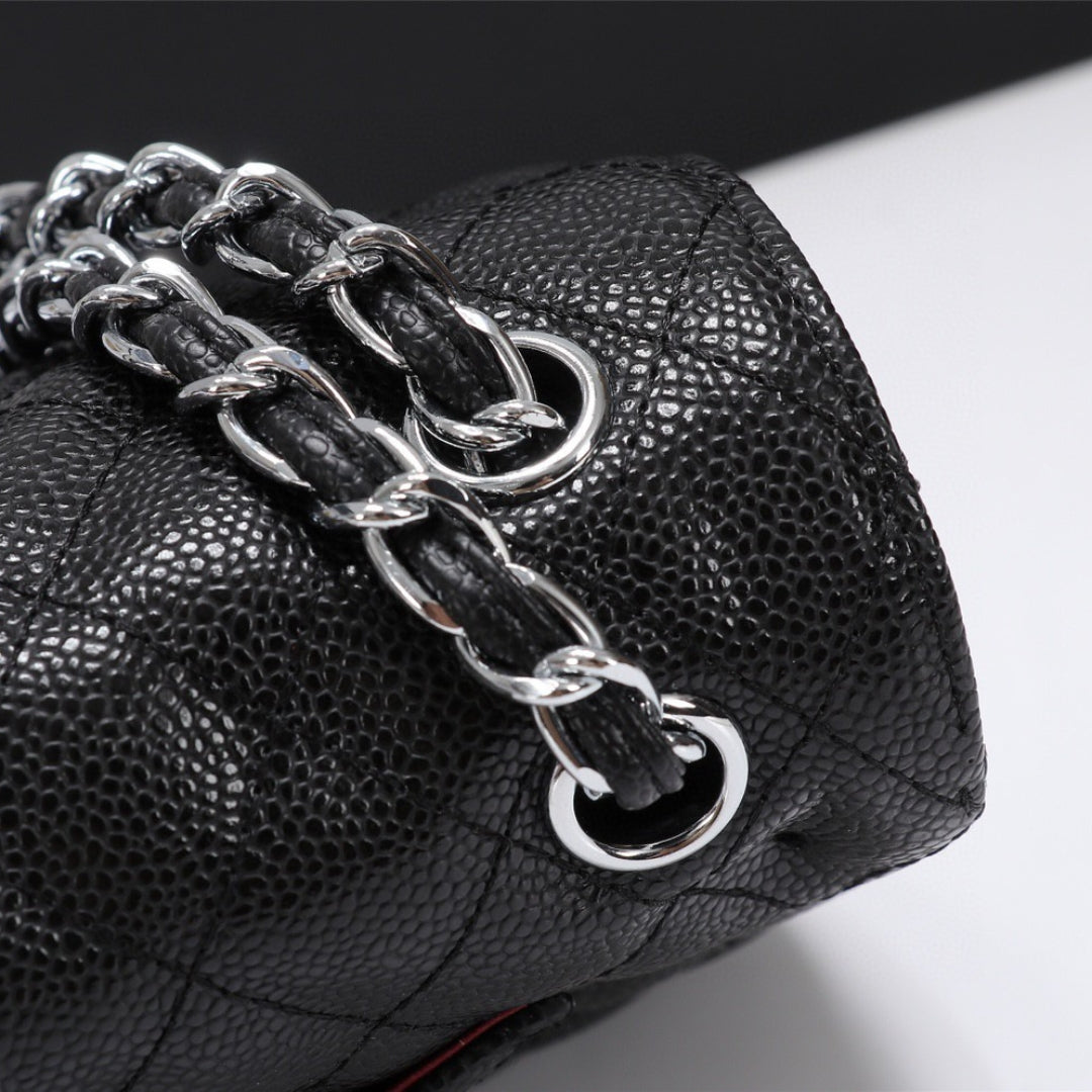 CHN Classic Bag Black with silver details 25cm