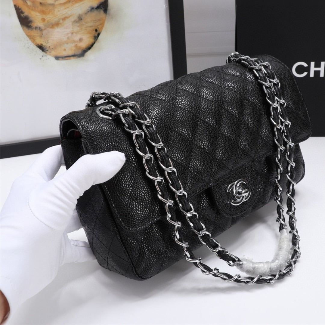 CHN Classic Bag Black with silver details 25cm