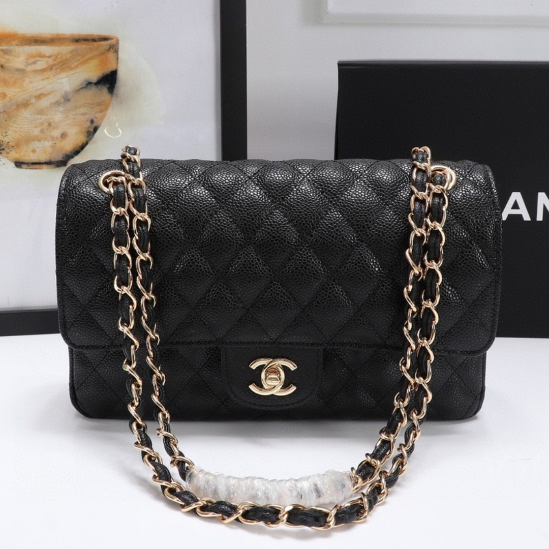 CHN Classic Bag with Black and Gold Details 25cm